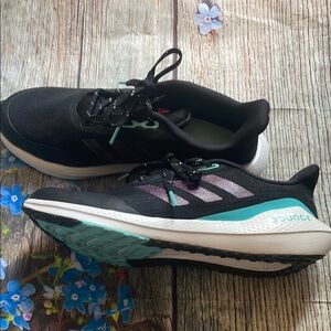 Adidas Women's Black and Aqua Athletic Shoes